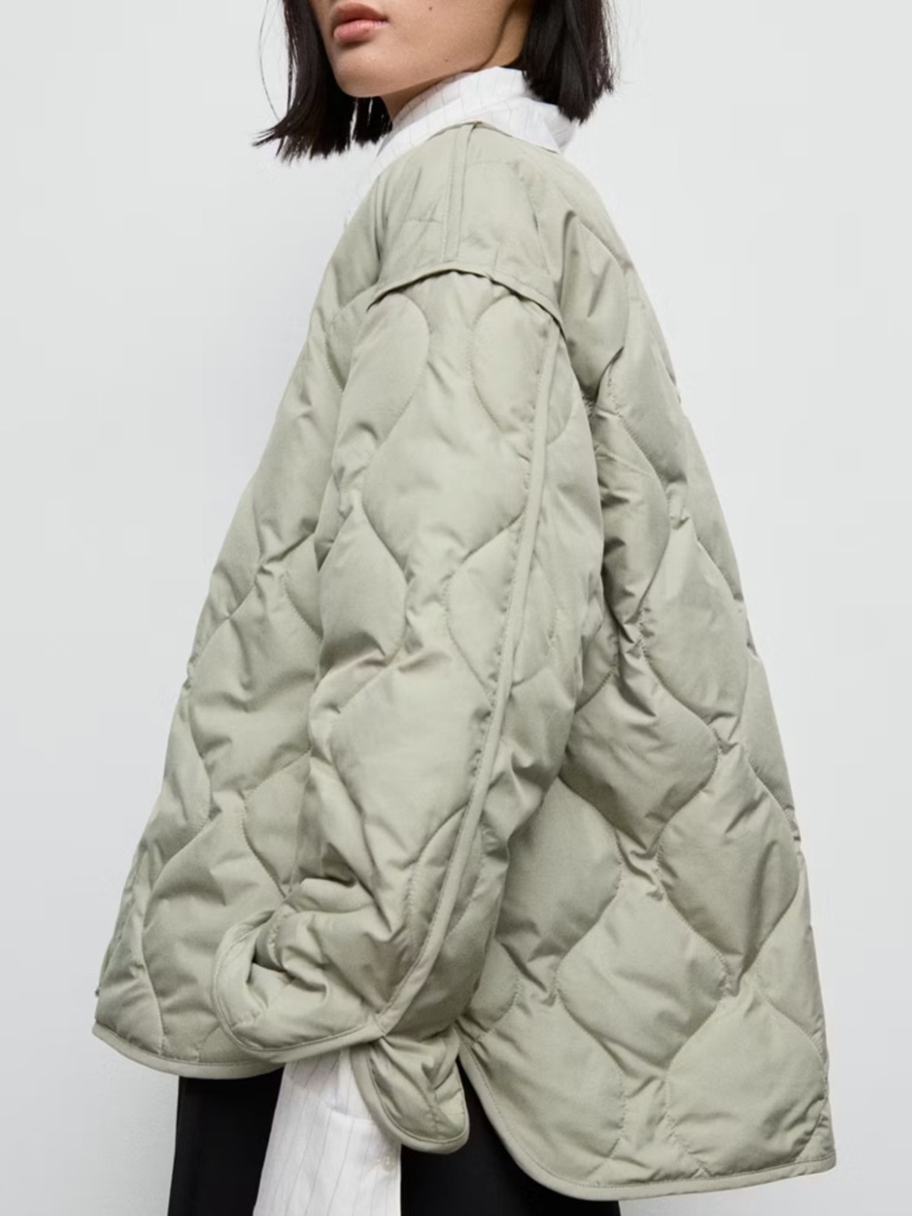Mango Oversized Quilted Anorak Sage - Picture 3 of 15